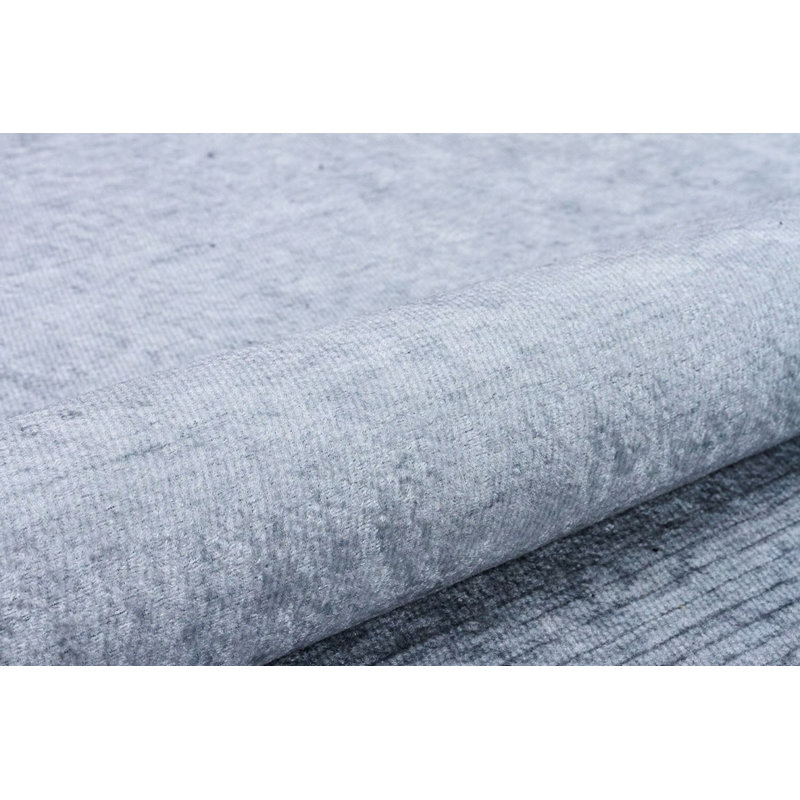 Tapis lavable rayé en polyester à imprimé numérique Florance Grey, Rectangle 3 pi 3 po x 6 pi 7 po