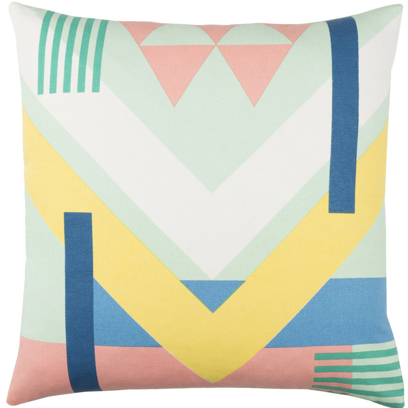 Coussin en coton Lina, H 18 po x l 18 po x P 4 po, Mélange de duvet