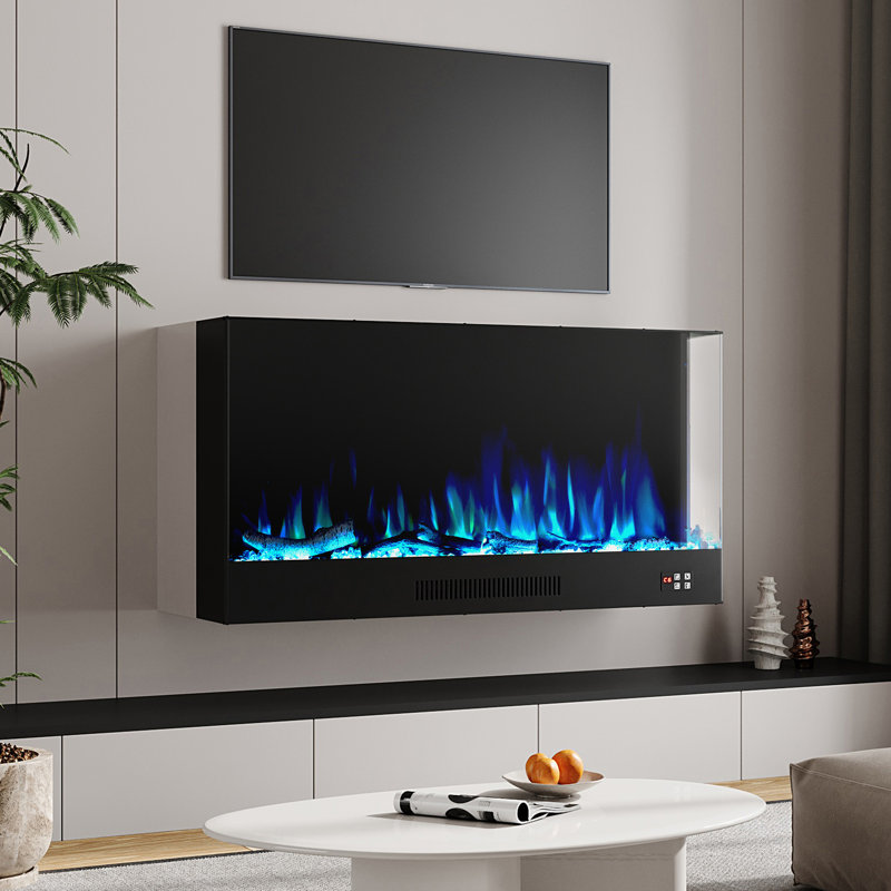Ivy Bronx 150cm W Black Electric Fireplace