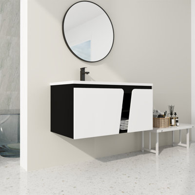 Meuble-lavabo mural 40 po avec lavabo en céramique
