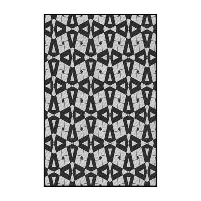 Tapis noir/blanc tissé à la machine