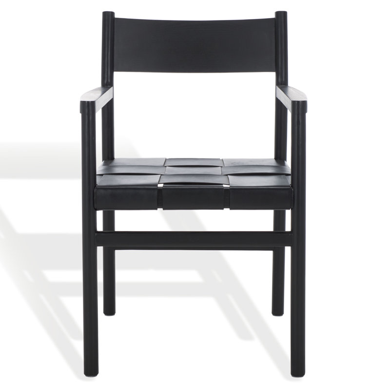 Devnie Leather Upholstered Arm Chair, Black, Black