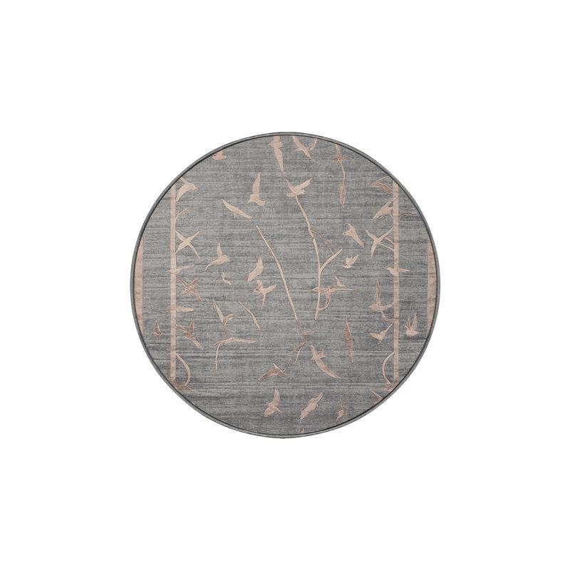 Tapis gris lavable à la machine, Rond 4 pi