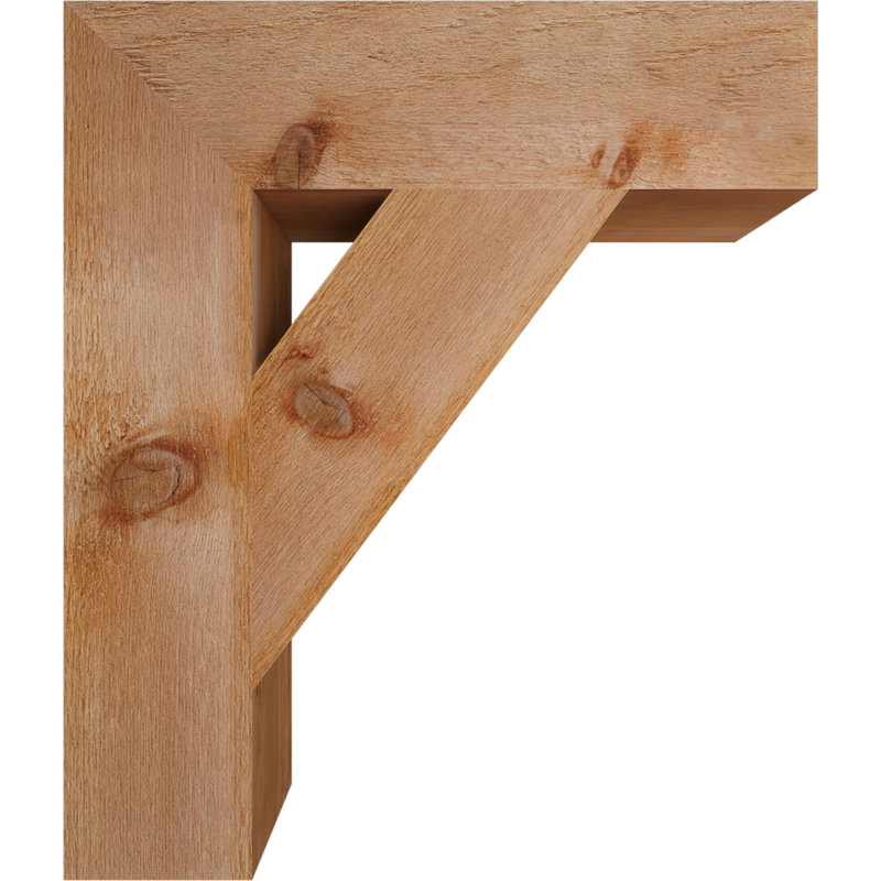 Traditional Block Bracket, Western Red Cedar (Rough Sawn), 28" H x 6" W x 24" D