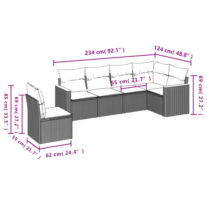 Ensemble de canapés d'extérieur 4 pièces avec coussins 4 pièces