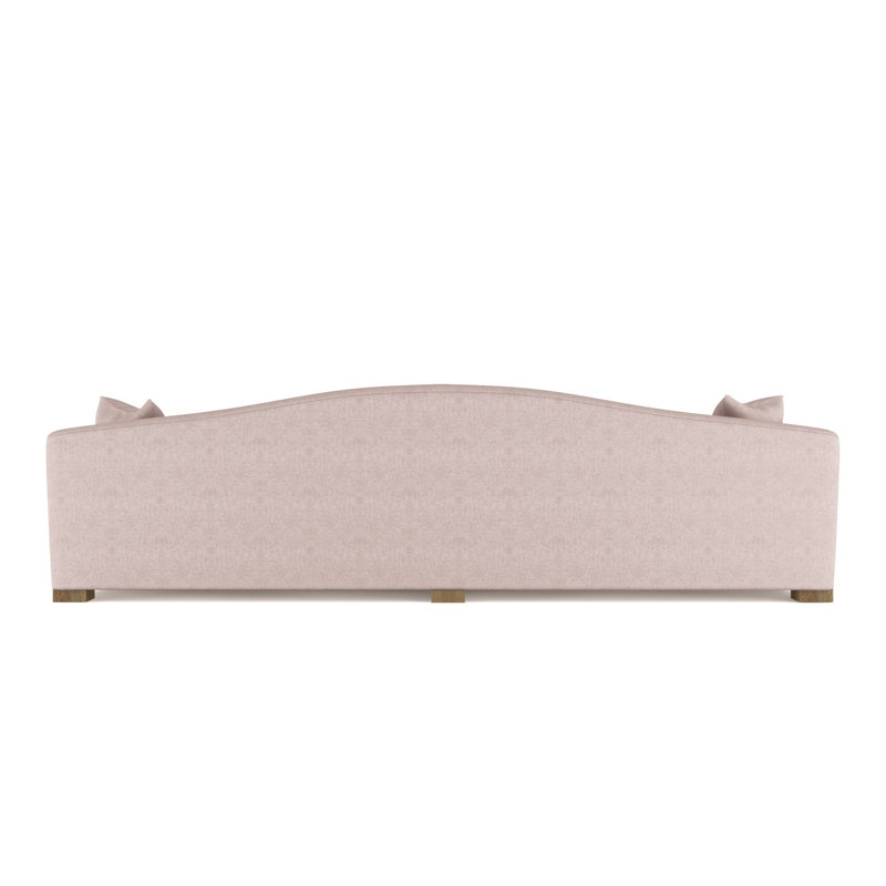 Horatio Camelback Taper Curved-Arm Extra Long Sofa, Plush Velvet Blush, Weathered, 33" H x 120" W x 36" D