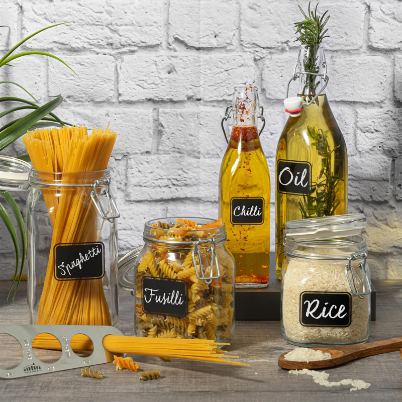Lavagna Glass Storage Jars with Labels, 22cm H x 11cm W x 11cm D