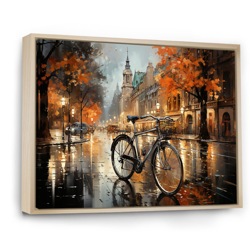 «Vélo Pearl Pursuit» sur toile, Cadre doré simple, H 16 po x l 32 po x P 1 po