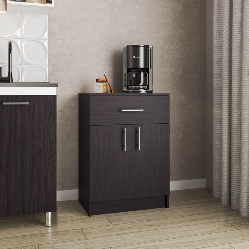 Armoire de rangement pour garde-manger Barbados avec un tiroir, deux tablettes intérieures et deux portes, cuisine, Noir mat
