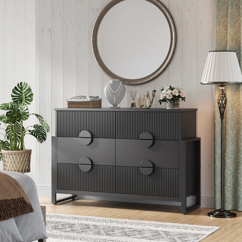 Commode à six tiroirs, Noir