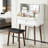 Solid Wood Vanity Stool with Saddle Seat