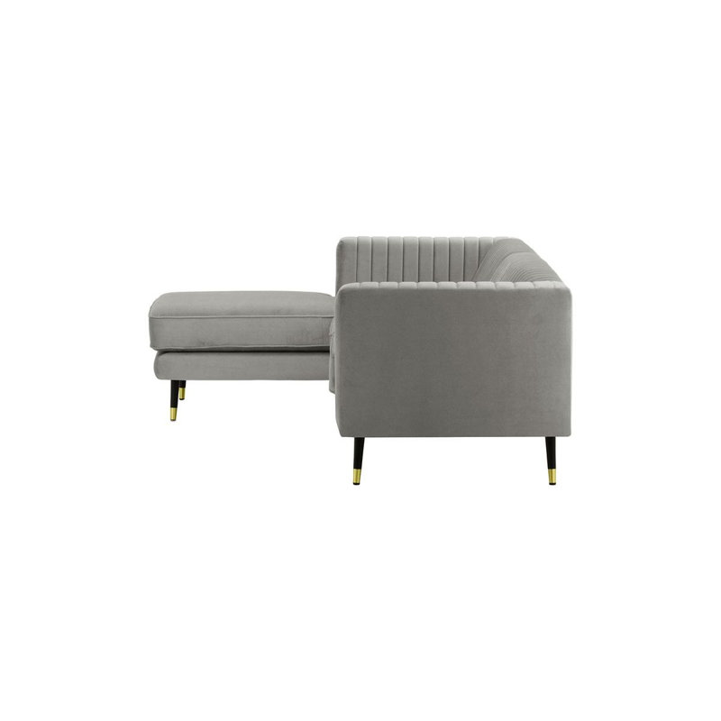 Monaville 4 Seater Velvet Sofa & Chaise, Left Hand Facing, Grey