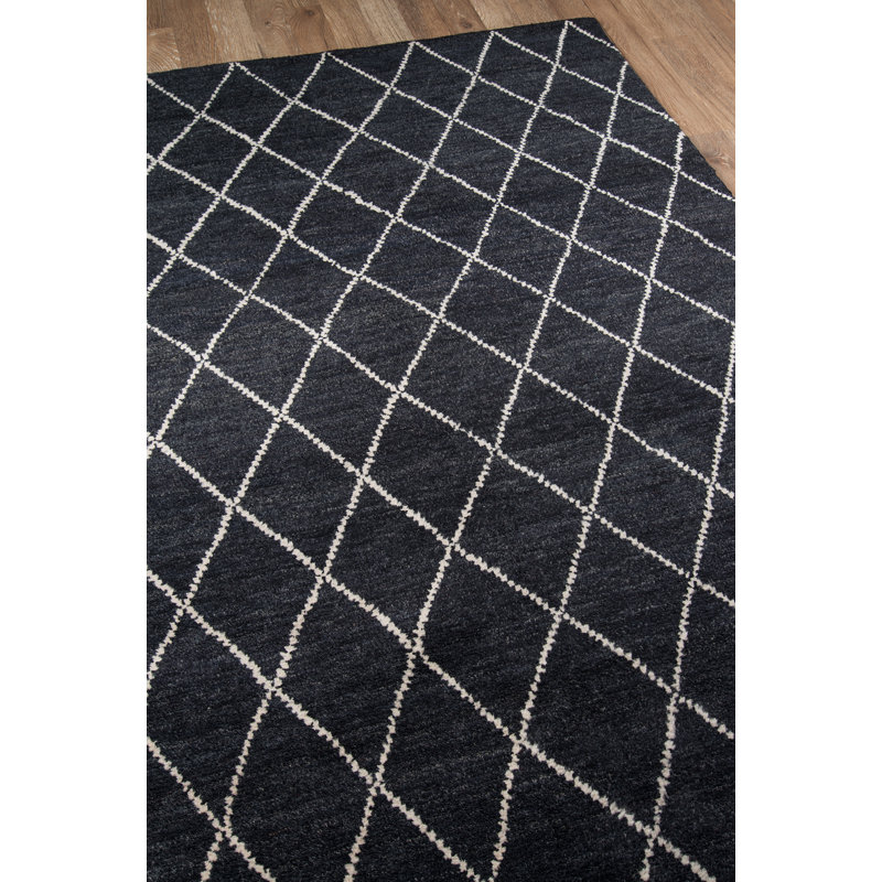 Atlas Wool Geometric Area Rug in Charcoal, Rectangle 3'6" x 5'6"