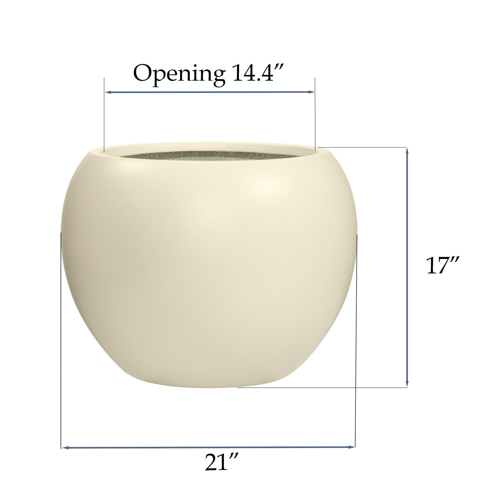 Dorlis Fiberstone Pot Planter, 17" H x 21" W x 21" D, Linen