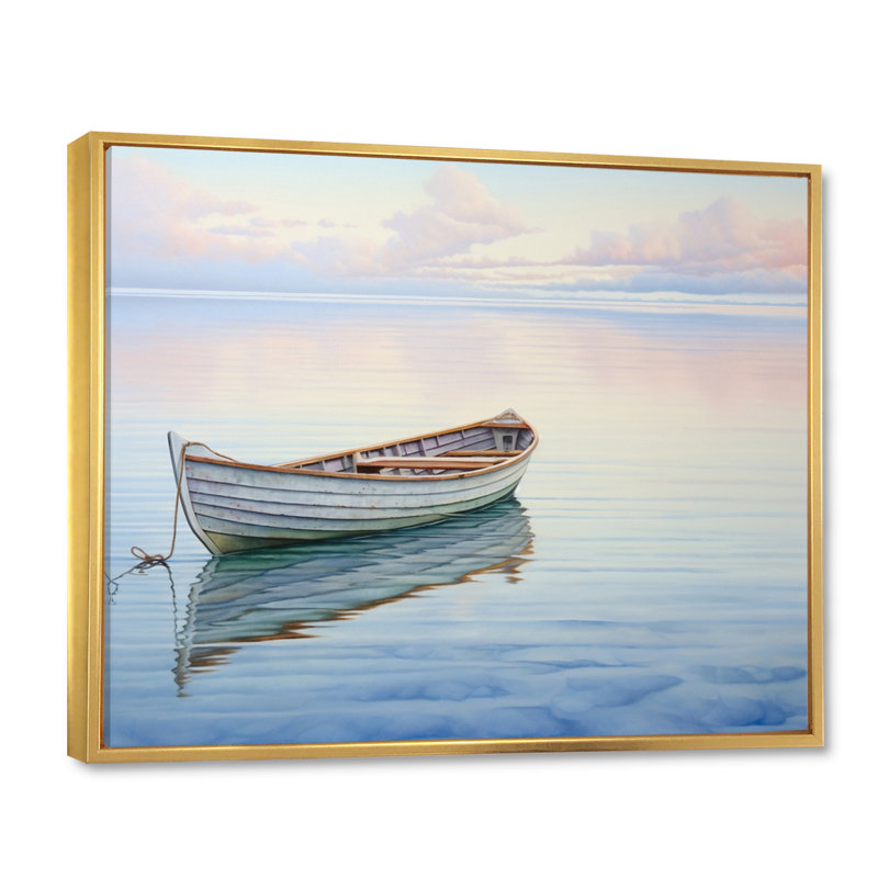 «Boat Harmonious Horizon II», art mural sur toile, Cadre flottant doré, H 24 po x l 32 po x P 1 po