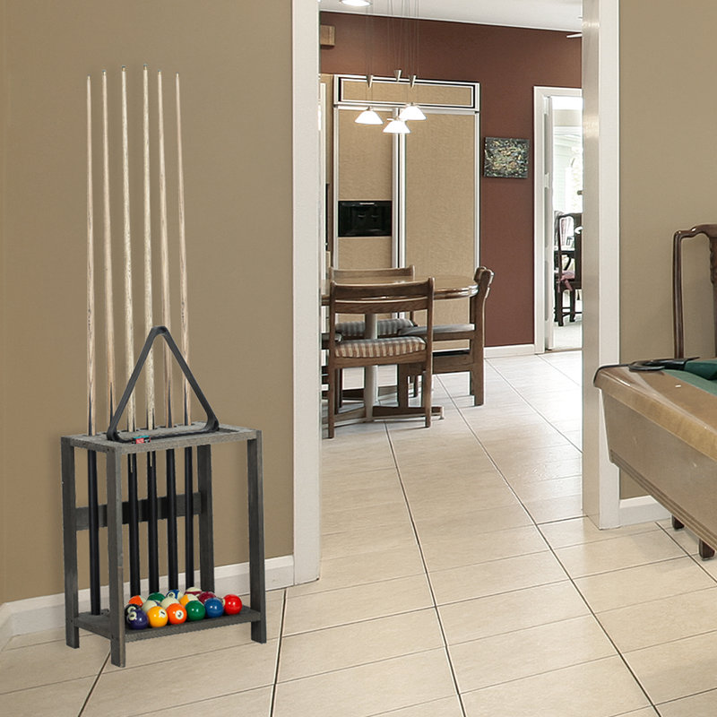 MyGift Solid Wood Floor Pool Cue Rack & Reviews | Wayfair