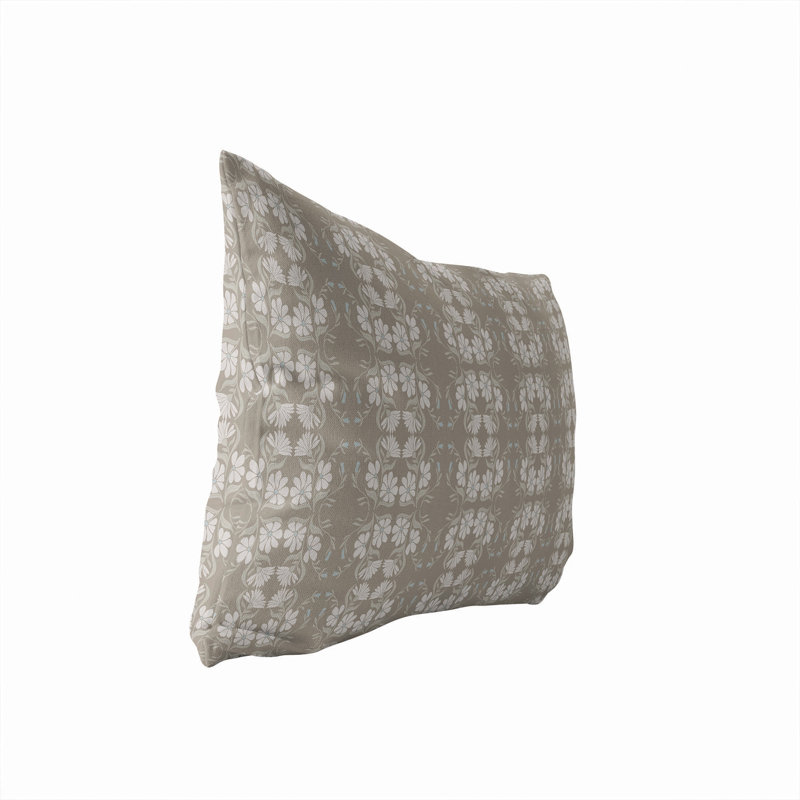 Coussin lombaire d'extérieur Groovy Flowers Florals, Taupe