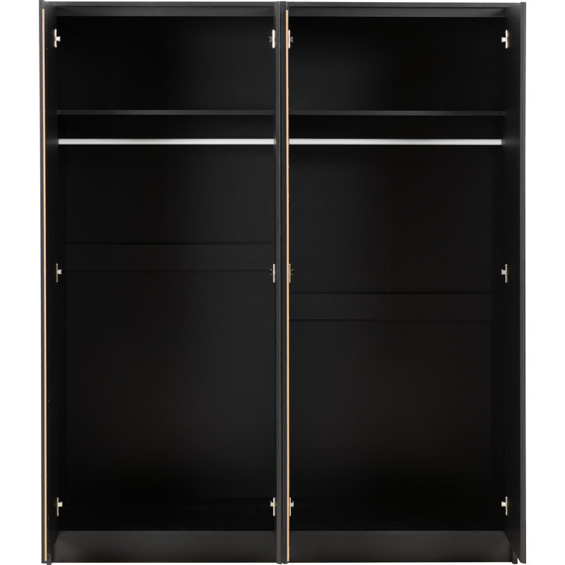 4 Door Manufactured Wood Wardrobe, Black