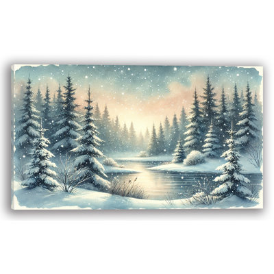Silent Snowfall: Winter Forest Reflection Canvas Print