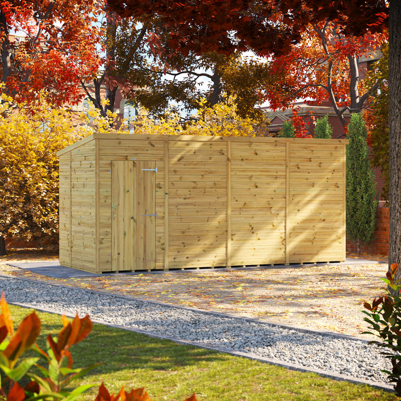 Powersheds 16 x 6ft Premium Pressure Treated Timber Windowless Pent Garden Shed