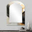 Gold And Black Soft Wave Fusion IV - Large Arched Wall Mirror On Metal-113745296