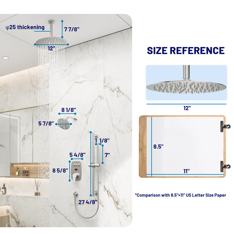 Brushed Nickel Dual Showerhead System with Digital Display