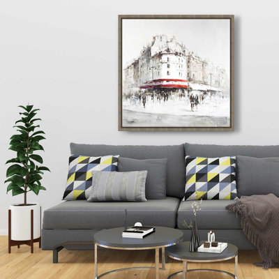 White Street with Red Accents - Toile encadrée pour le salon
