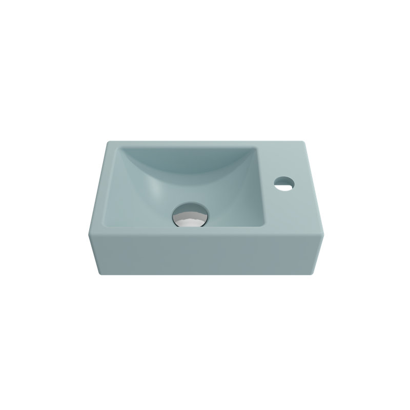 Lavabo de salle de bain rectangulaire double en argile réfractaire BOCCHI Milano, Bleu glacier mat