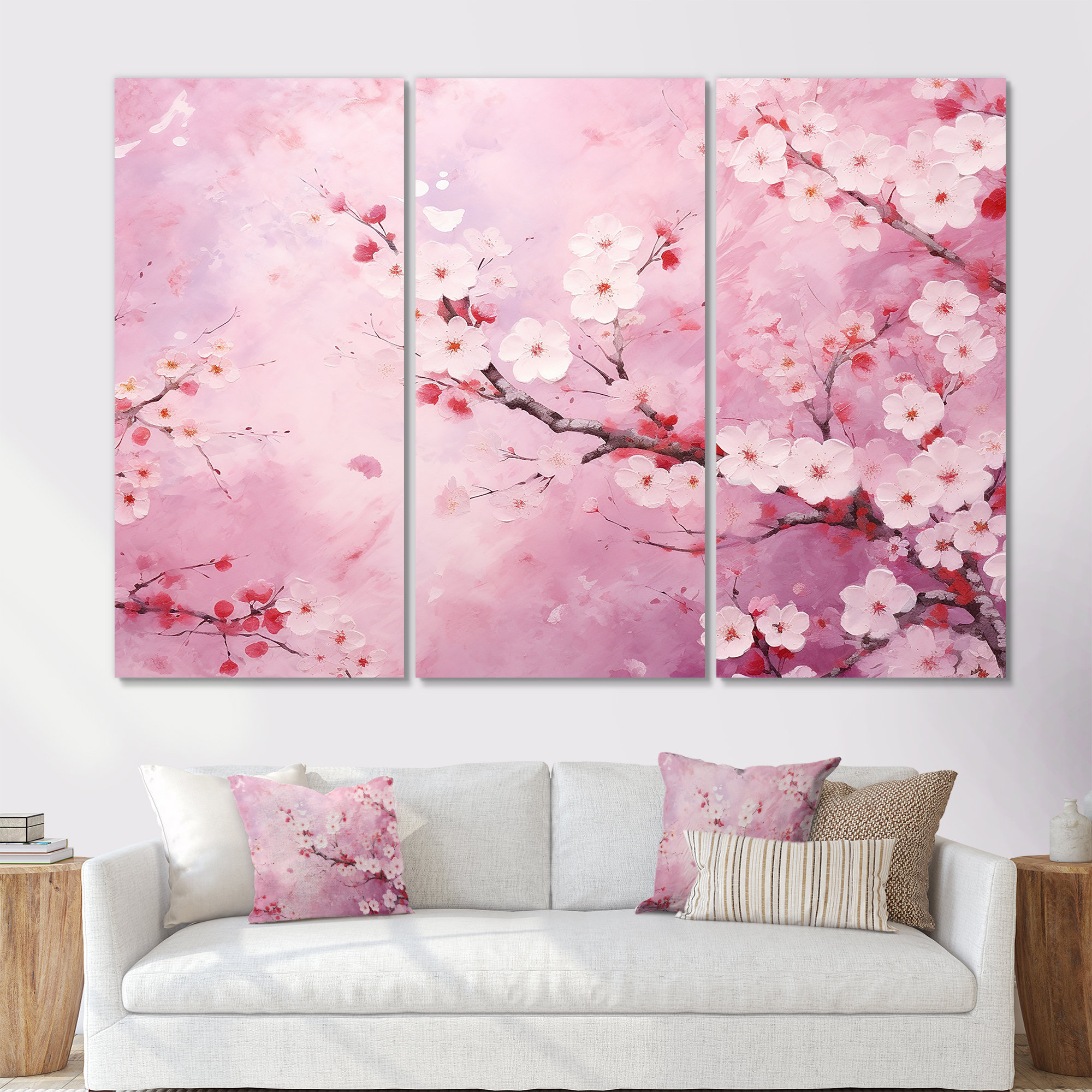 Lark Manor Minimalisme rose cerise Bliss Tree II - ensemble d'art mural ...