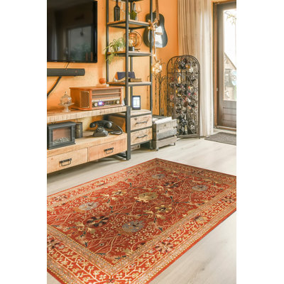 Tapis rouge en laine touffeté à la main Lydia