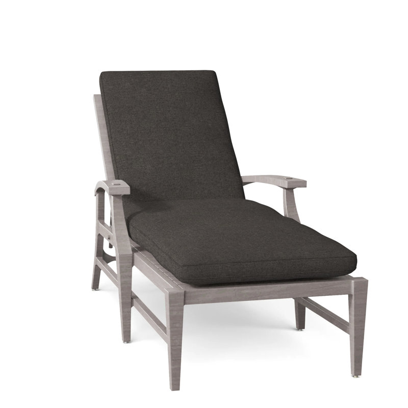 Croquet Aluminum Outdoor Chaise Lounge, Welt, Oyster, Verona Fossil