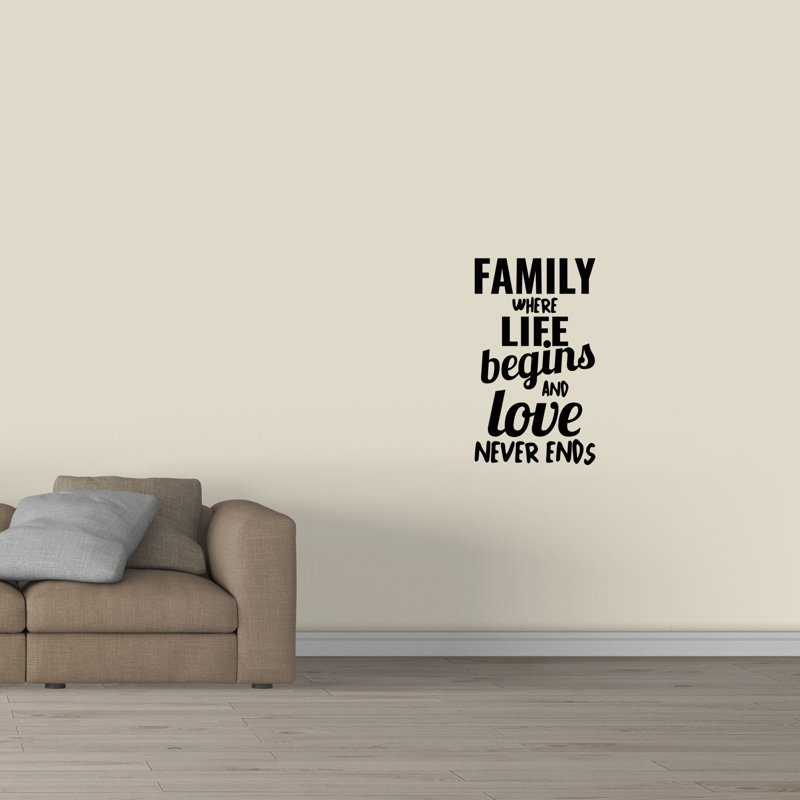 Décalcomanie murale family where life begins, Noir
