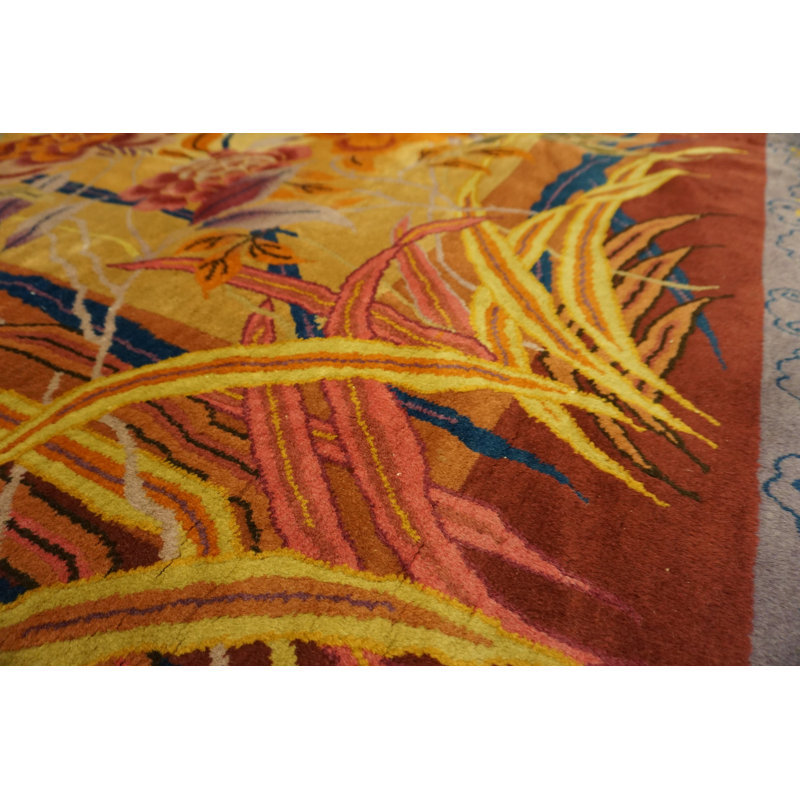 Rare Artistic Scenic Antique Chinese Art Deco Room Size Carpet