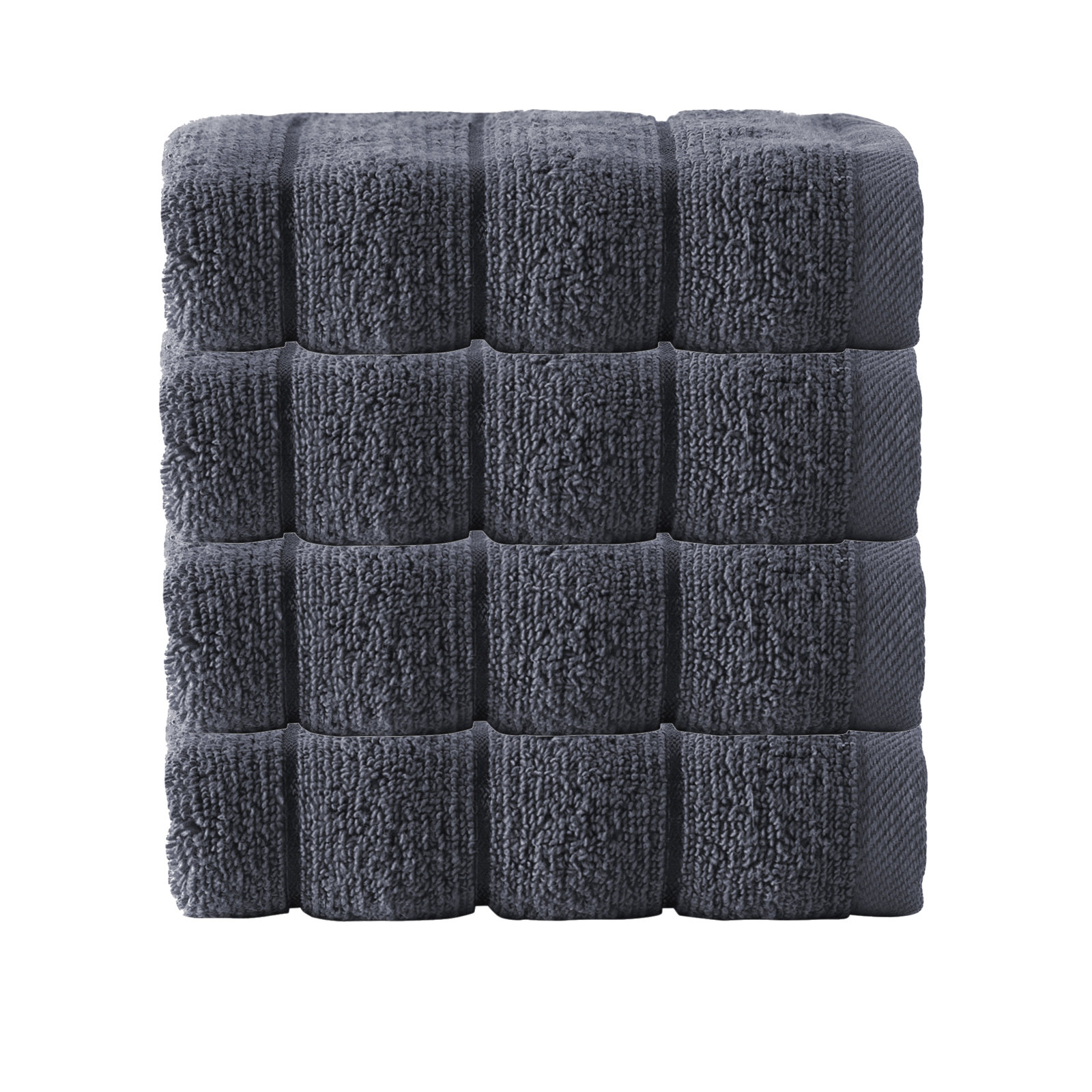 Rachel Turkish Cotton Ribbed Wash Towels, Anthracite