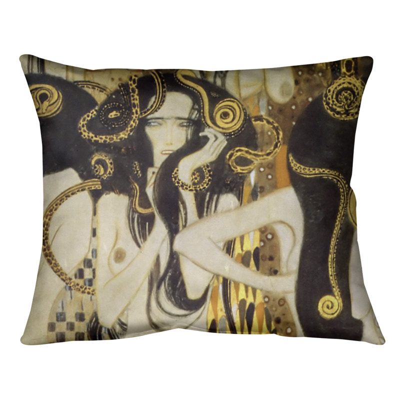 Coussin lombaire frise beethoven, Duvet synthétique, Jaune, 20 po x 14 po