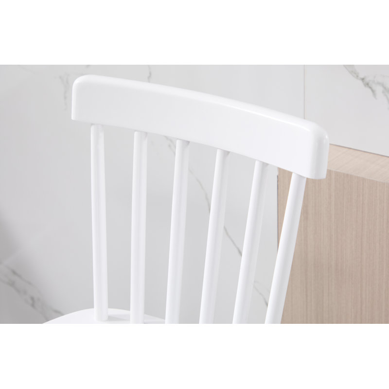 Tabouret de comptoir à dossier en lattes de bois massif de 38,5 po (ensemble de 2), Blanc