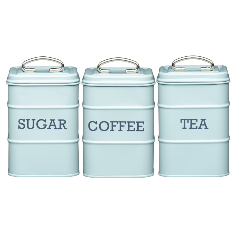 Living Nostalgia Coffee, Tea, and Sugar Canisters, Duck Egg
