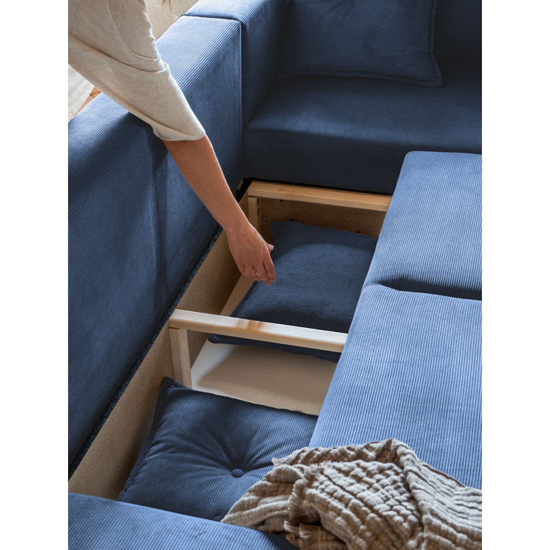 Lazy Lukka 6 Seater Sofa Bed, Right Hand Facing, Blue