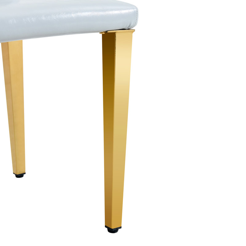 Quatre sièges de salle à manger en polyuréthane gris - confortables et élégants, avec structure en métal de 4 chaises au design glissant