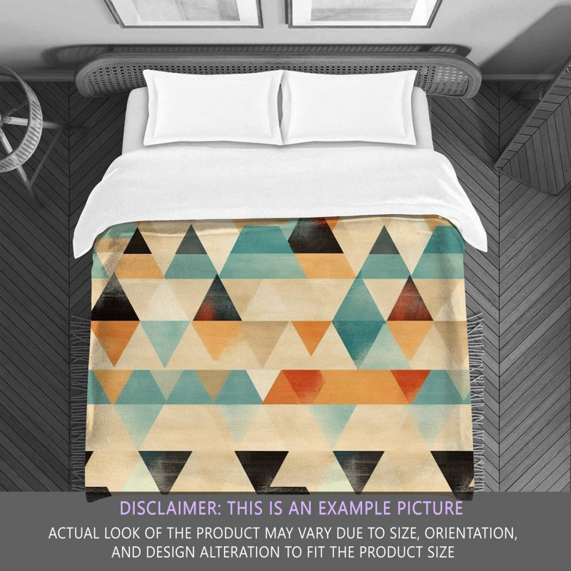 Polyester Comforter, Twin Extra Long Comforter, Light Beige/Blue Geometric