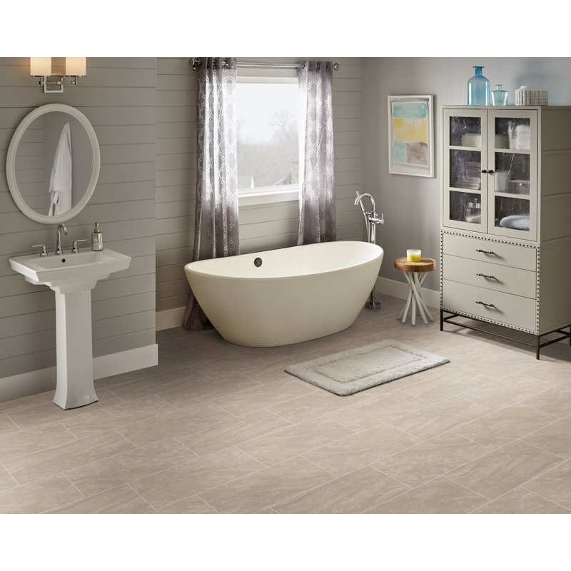Carreau de plancher et de mur en porcelaine polie aspect pierre 12 po x 24 po Windsor Sienna