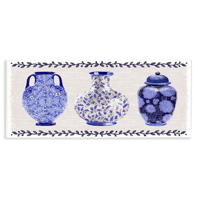 Art traditionnel sur plaque de vases bleus traditionnels par Raquel Maciel