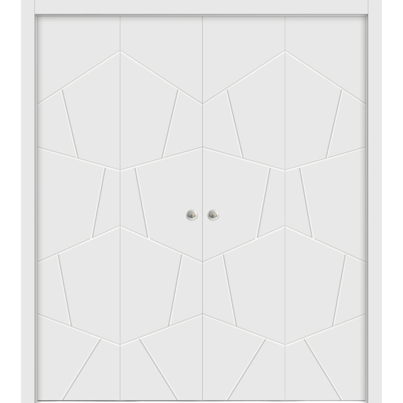 Porte pliante lambrissée en bois peint à panneau blanc Planum, 72 po x 84 po