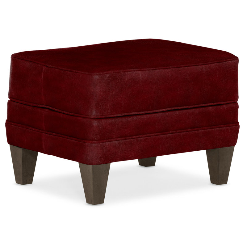 Willow Ottoman, Cobblestone, Aline Fumo Genuine Leather