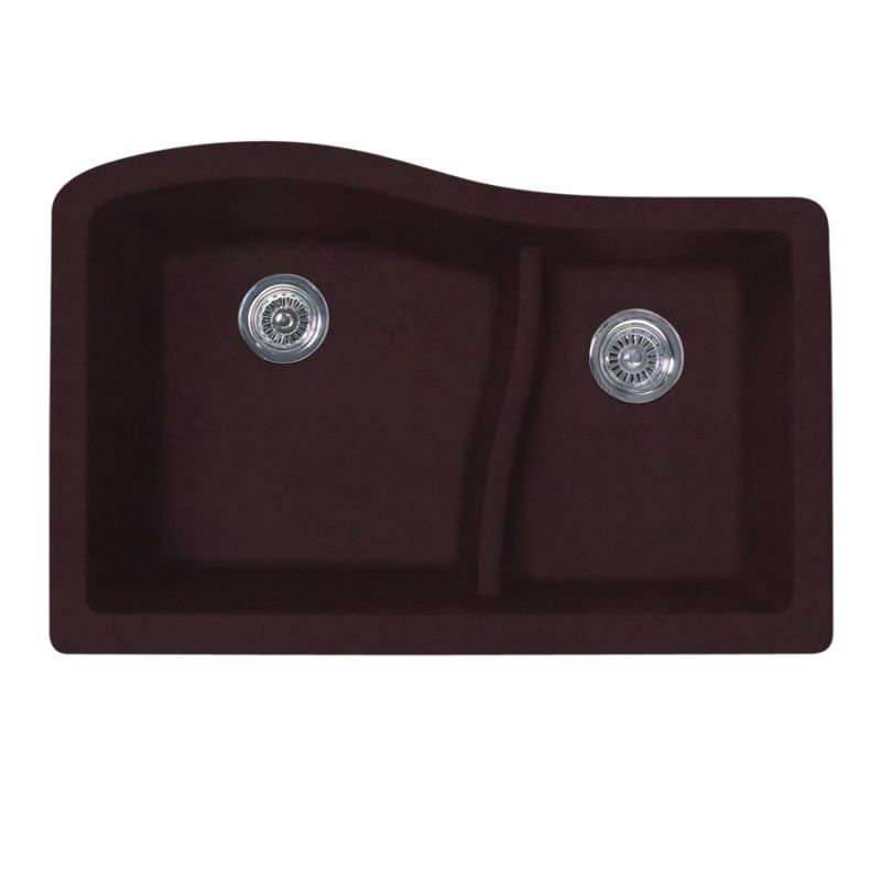 32'' L Double Bowl Granite Kitchen Sink, Metallico