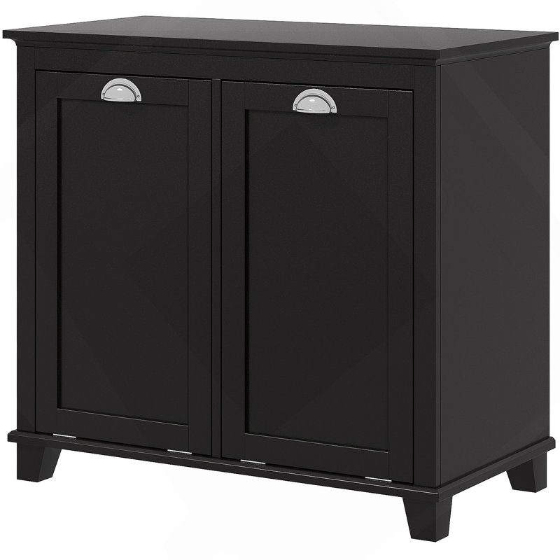 Armoire à linge double inclinable, armoire de rangement pour salle de bain avec panier à 2 compartiments, moderne