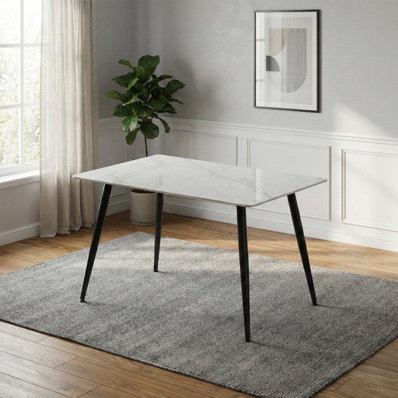 Stone Top Metal Base Dining Table