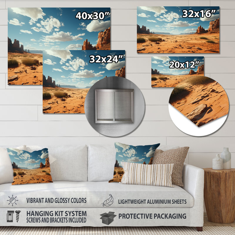 «Arid Horizon On Nevada Desert I», art mural en métal Canyon and Desert, H 16 po x l 32 po x P 1 po