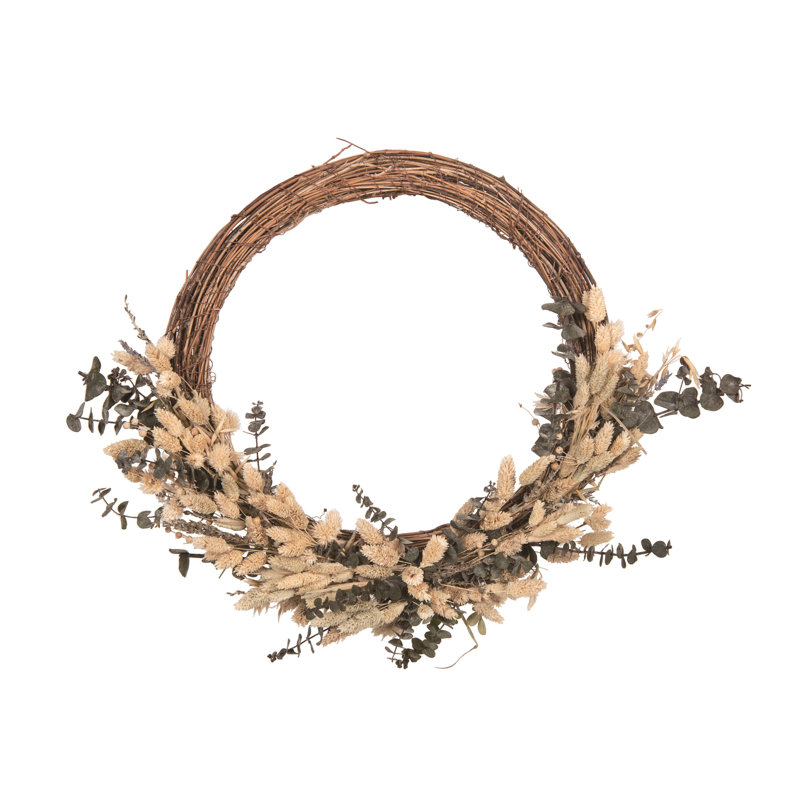 Natural Fiber Multicolor Spring Floral Dried Wreath