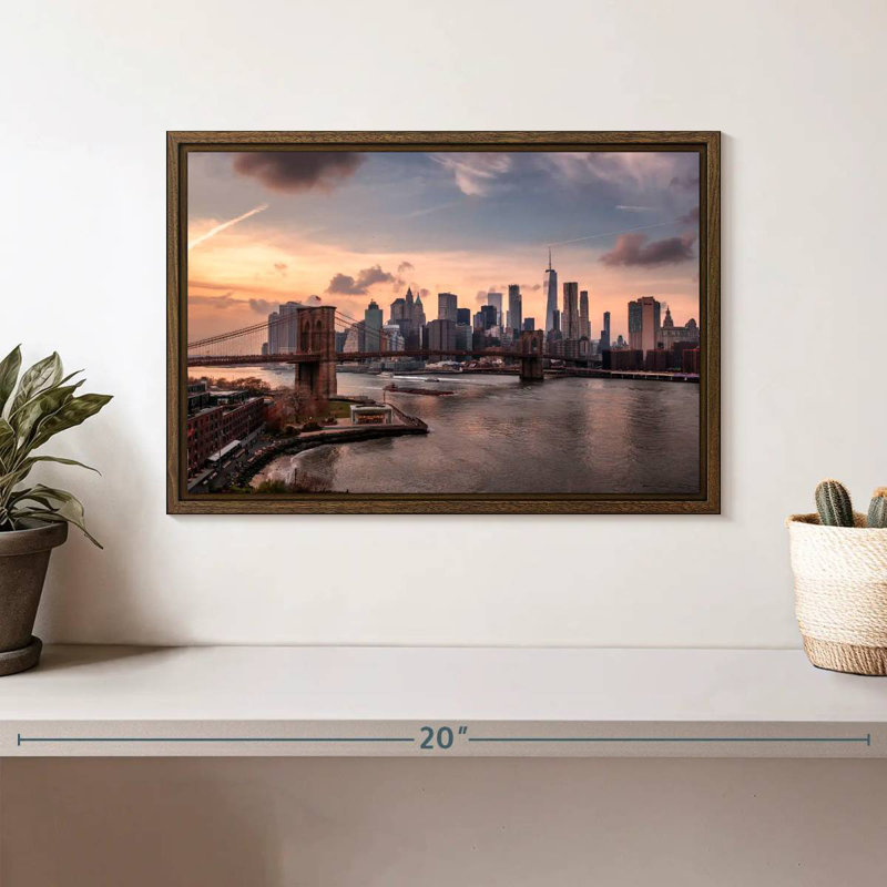 Brooklyn Dusk, 13 po x 9 po, Cadre flottant noyer
